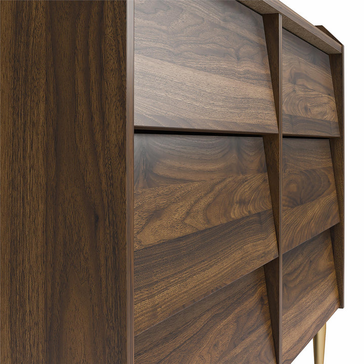 Remy Solid Wood 6 Drawer Dresser -  Walnut