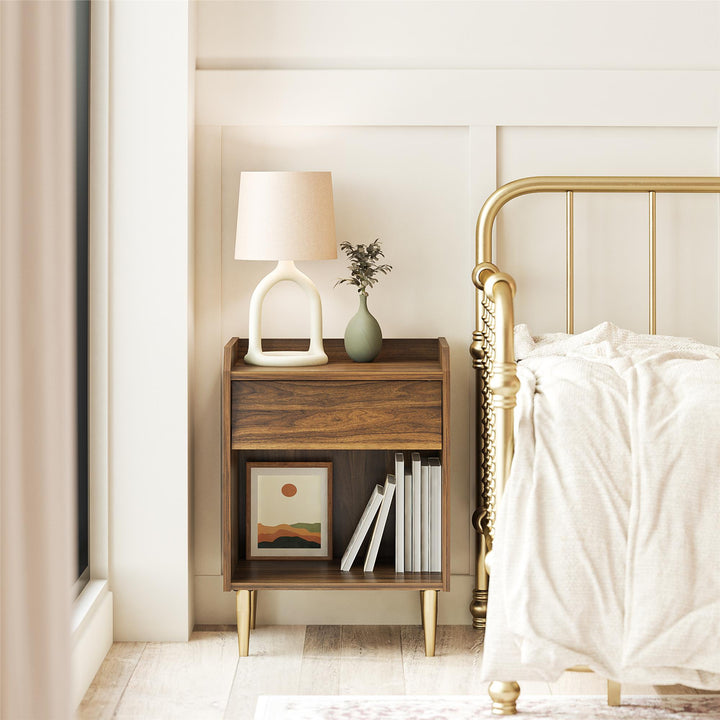 Contemporary Remy Nightstand -  Walnut
