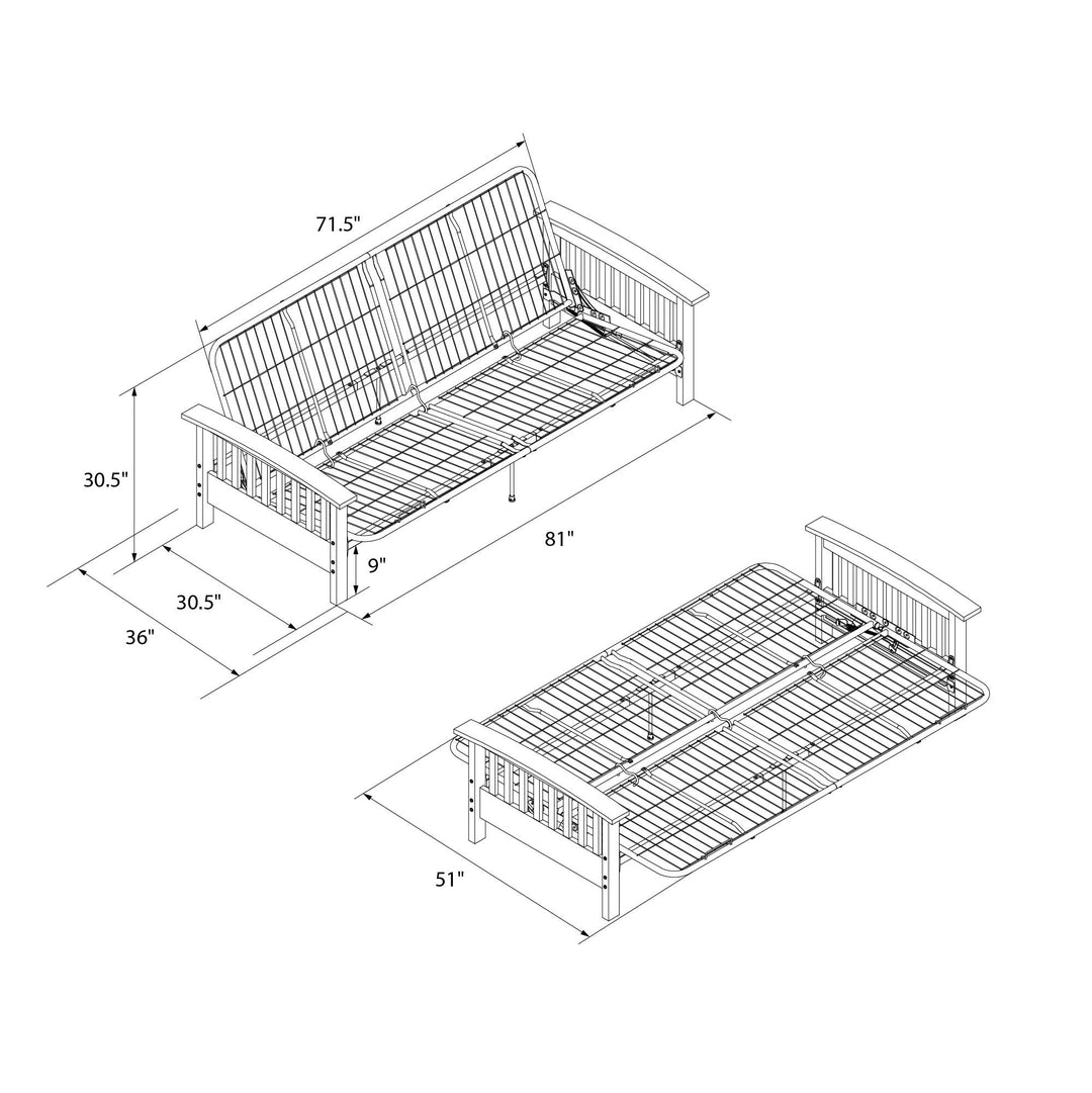 Full size futon frame with armrest - Espresso - Full Size