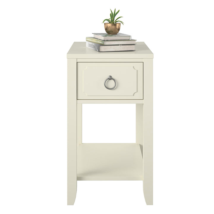 Her Majesty Narrow Side Table with Drawer -  White