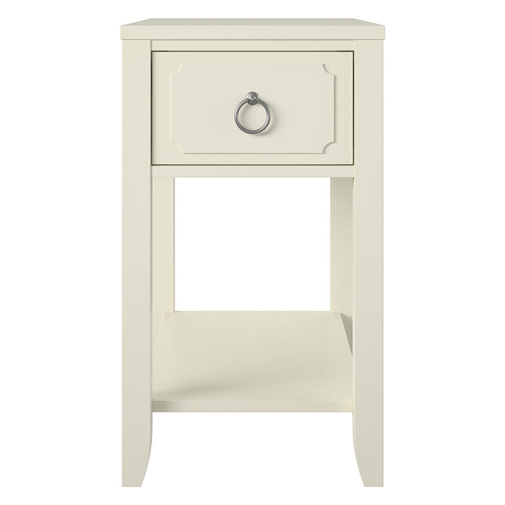 Space Saving Side Table with Drawer -  White