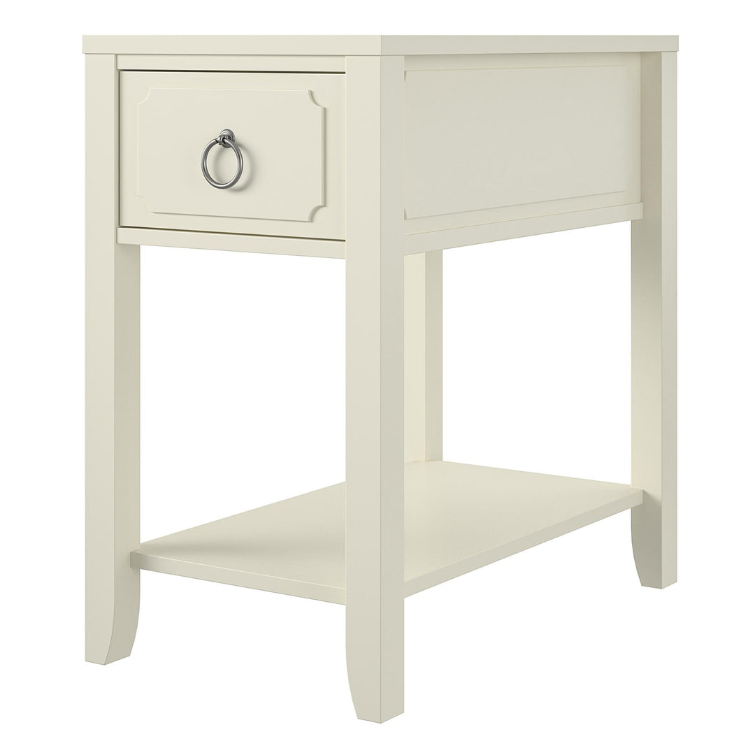 Queen Style Narrow Side Table -  White
