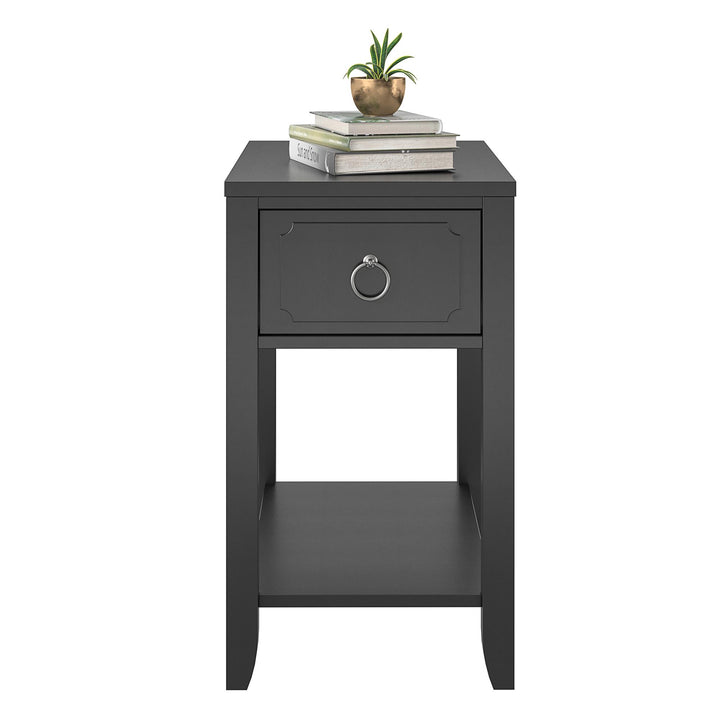 Narrow Accent Table with Drawer -  White