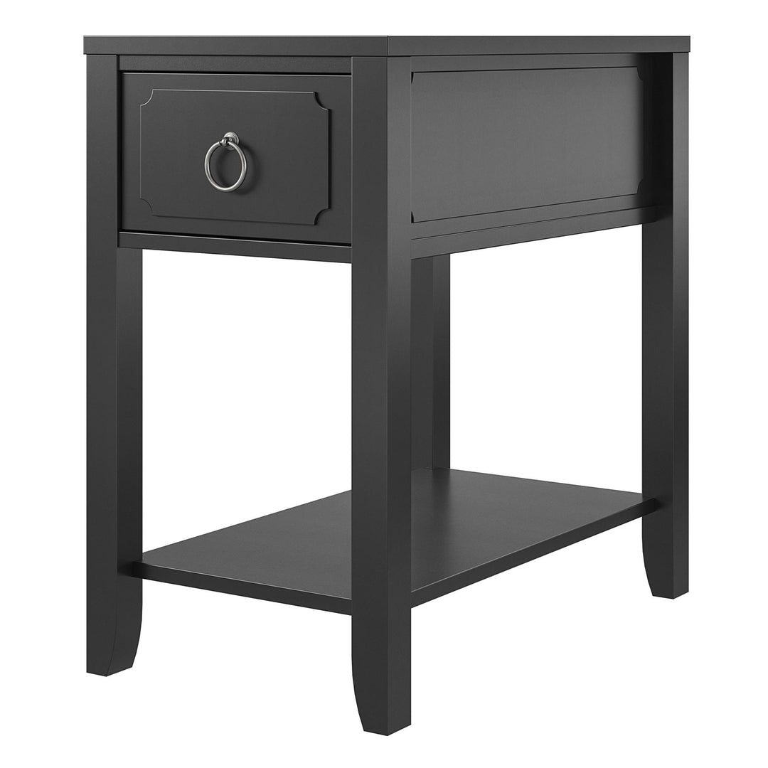 Her Majesty Narrow Side Table with Drawer -  Black