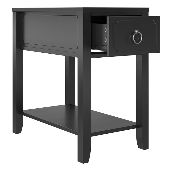 Small Side Table with Drawer -  Black