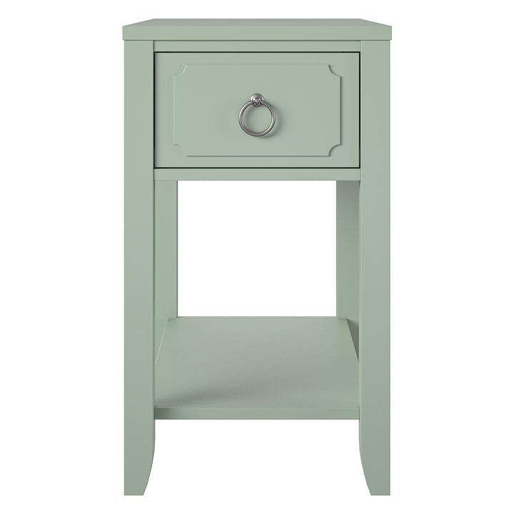 Narrow Accent Table with Drawer -  Pale Green