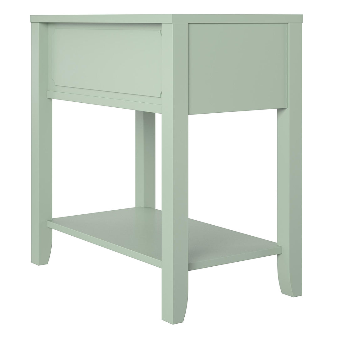 Compact Side Table with Drawer -  Pale Green