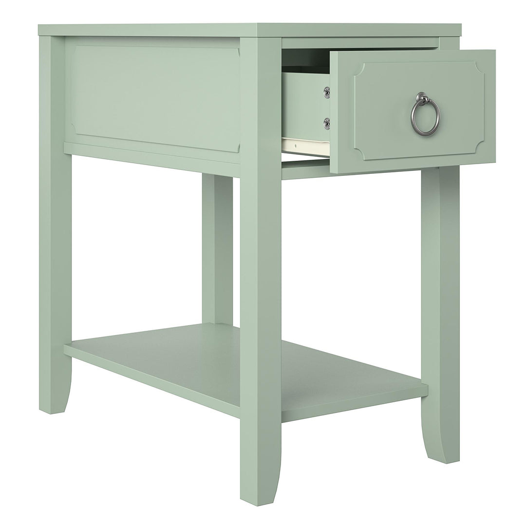 Decorative Narrow Side Table with Drawer -  Pale Green