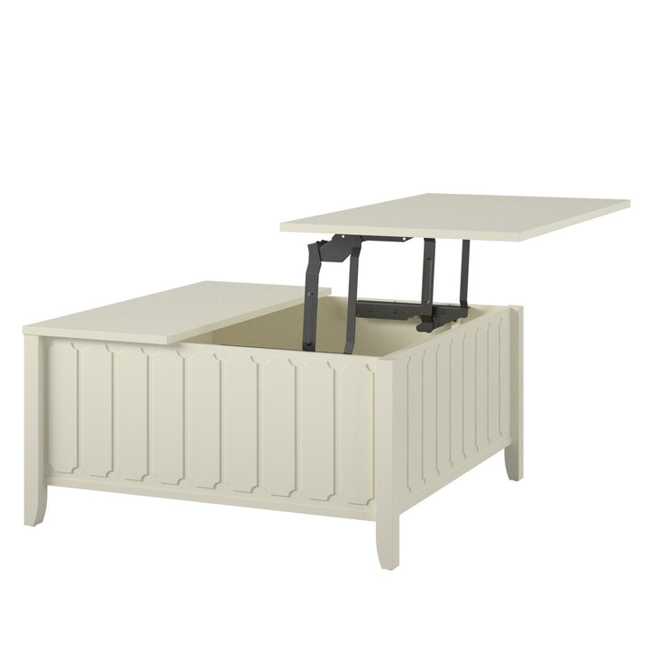 Her Majesty Lift Top Coffee Table with Hidden Storage  -  White