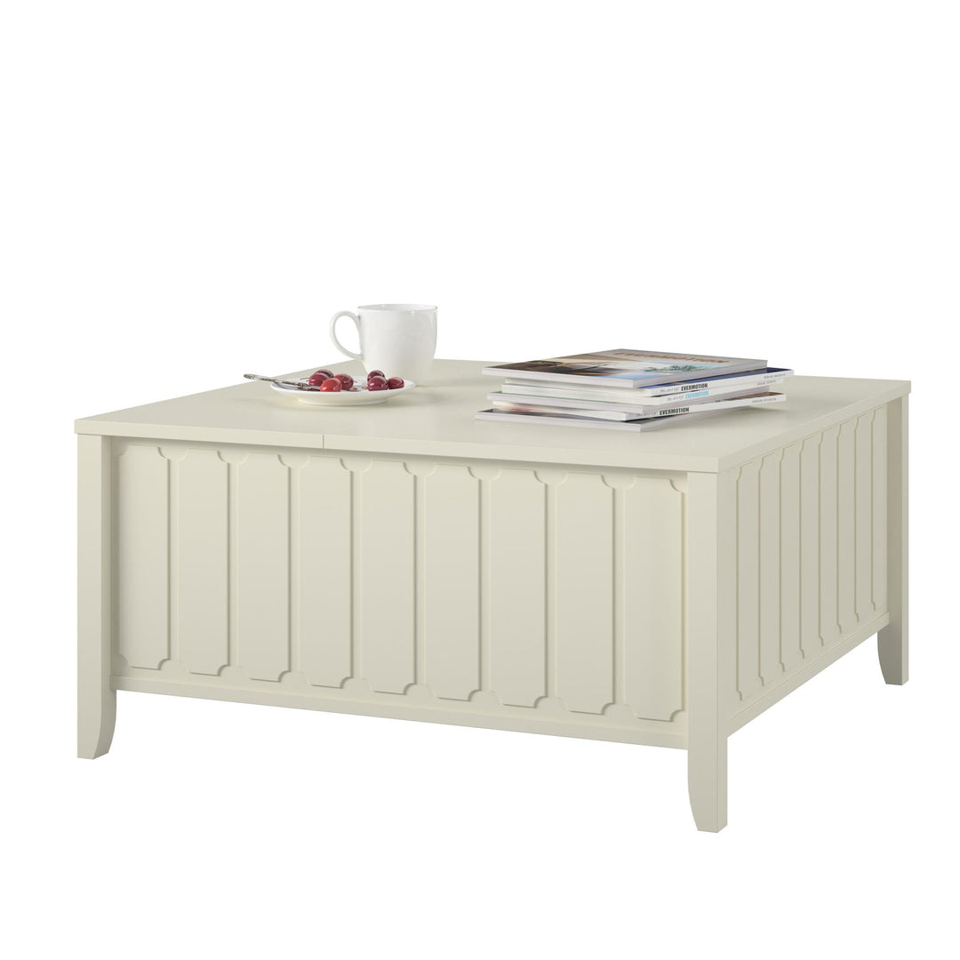 Stylish Lift Top Coffee Table with Storage -  White