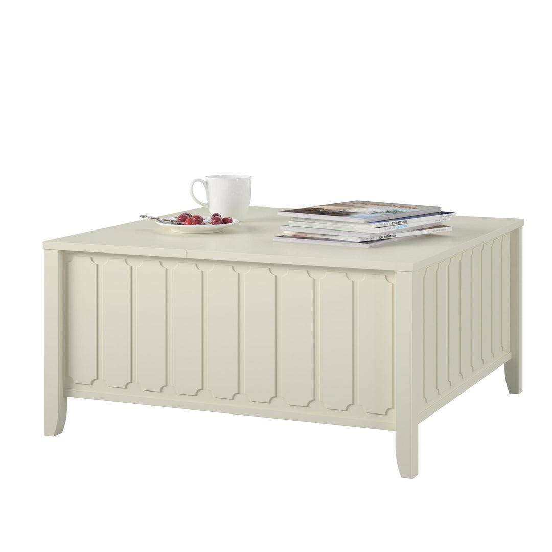 Her Majesty Lift Top Coffee Table with Hidden Storage - White