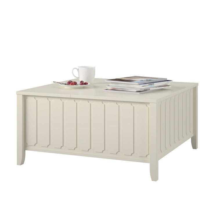 Her Majesty Lift Top Coffee Table with Hidden Storage - White