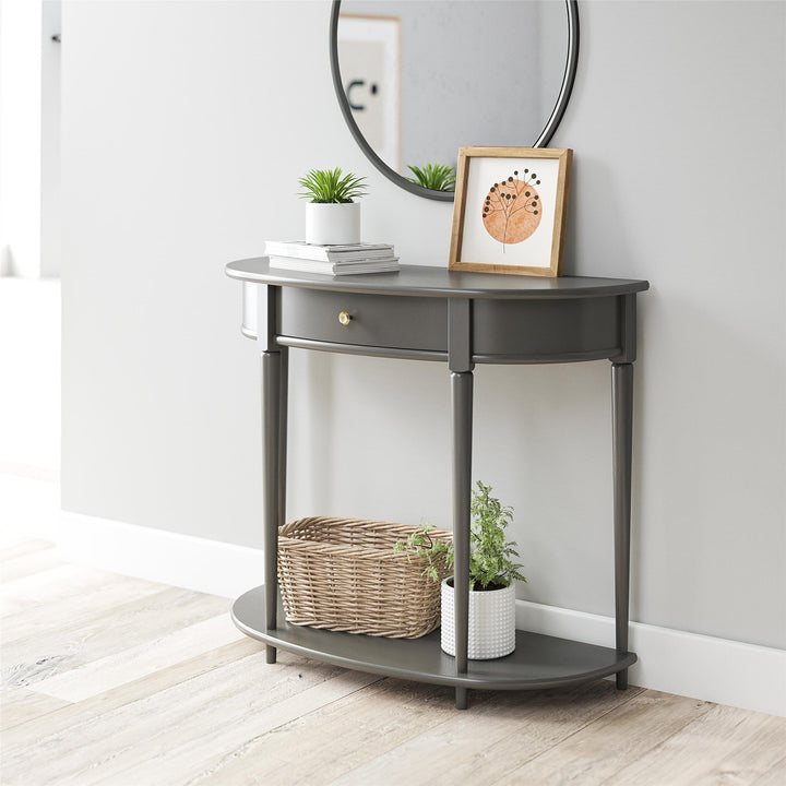 Contemporary Aurora Half-Moon Table -  Gray