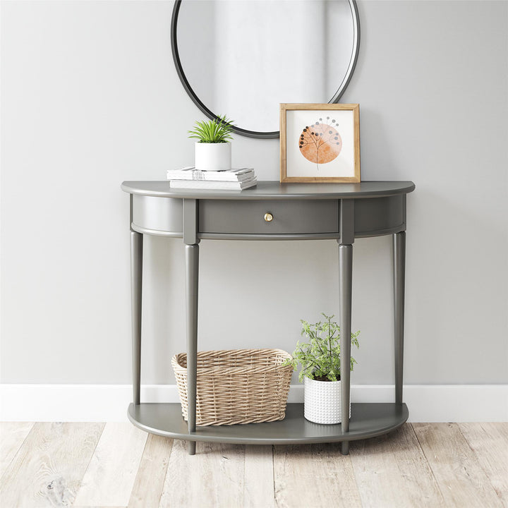 Stylish Aurora Half-Moon Console Table -  Gray
