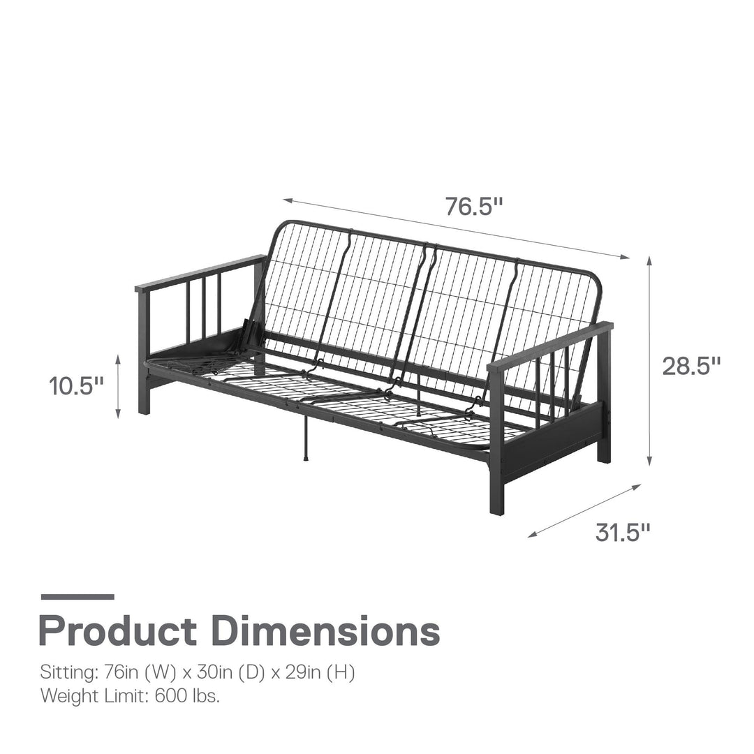 convertible metal futon frame - Black - Full Size