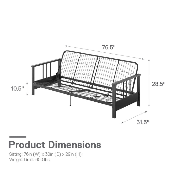 convertible metal futon frame - Black - Full Size