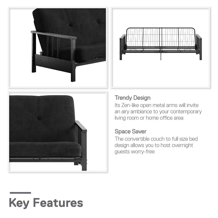 modern contemporary futon bed frame - Black - Full Size