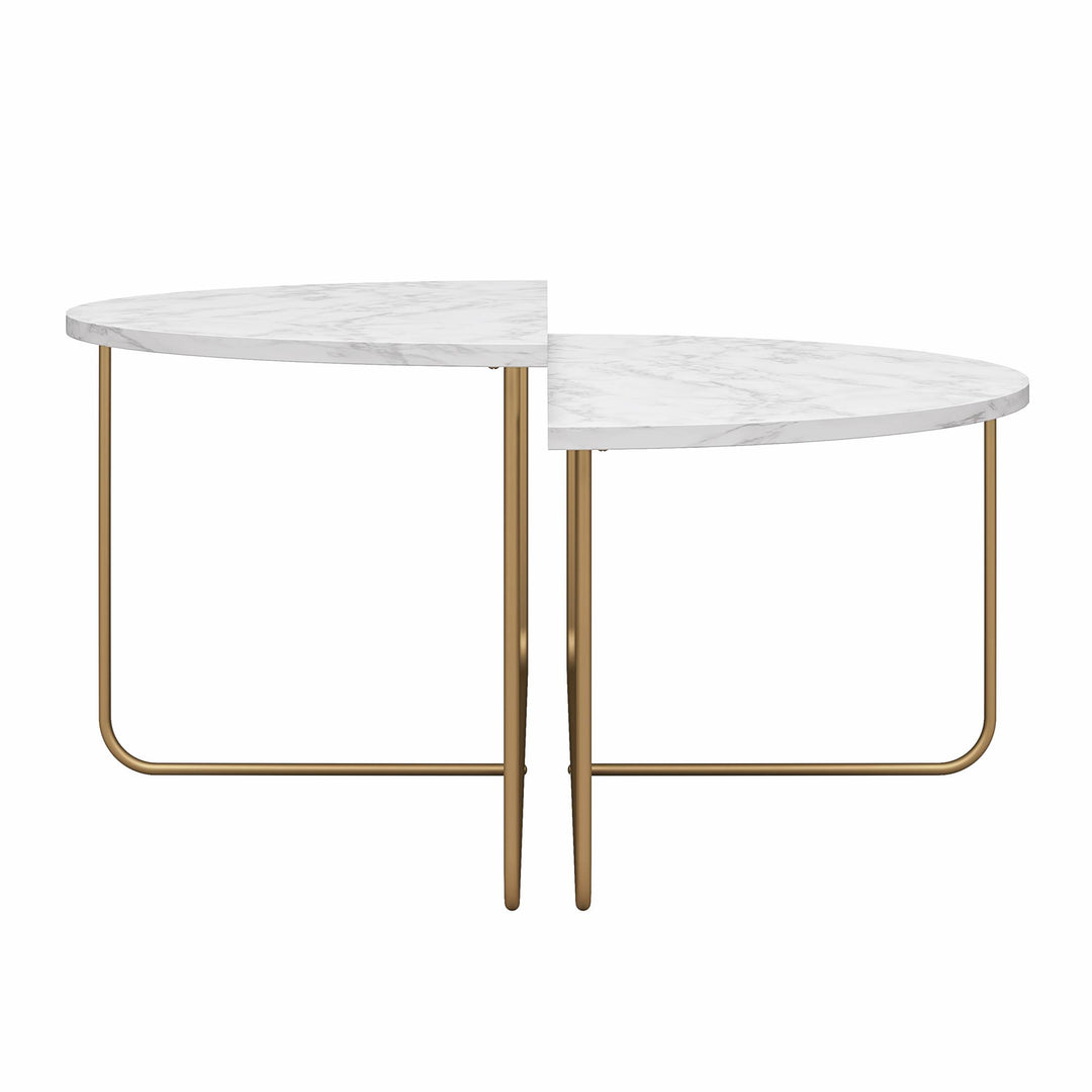 Athena Solid Wood Coffee Table -  White marble