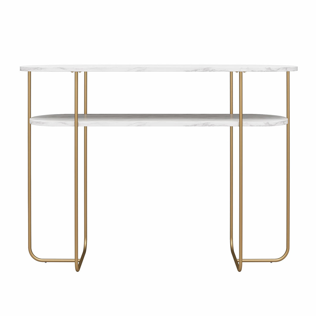 Athena Solid Wood Console Table -  White marble