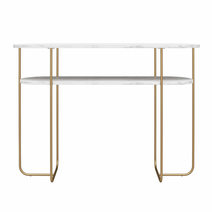 Athena Solid Wood Console Table -  White marble
