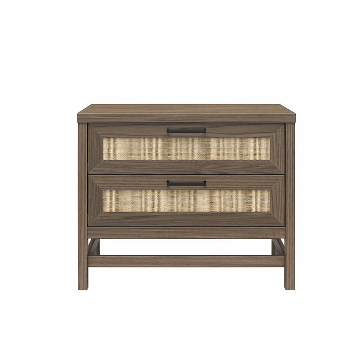 rattan nightstand with drawer - Medium Brown