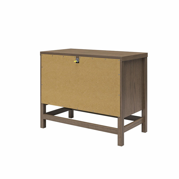 Lennon 2 Drawer Wide Nightstand with Faux Rattan - Medium Brown