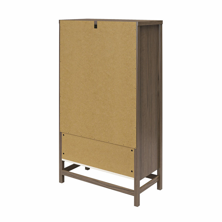 Lennon Tall 5 Drawer Dresser with Faux Rattan - Medium Brown