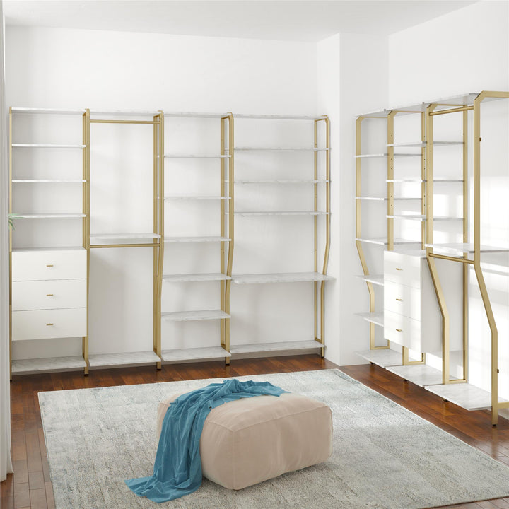 Gwyneth Elegant Shelf Closet -  White marble