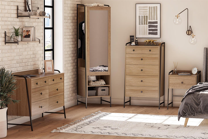 Modern Bedroom Furniture with Mirror -  Natural