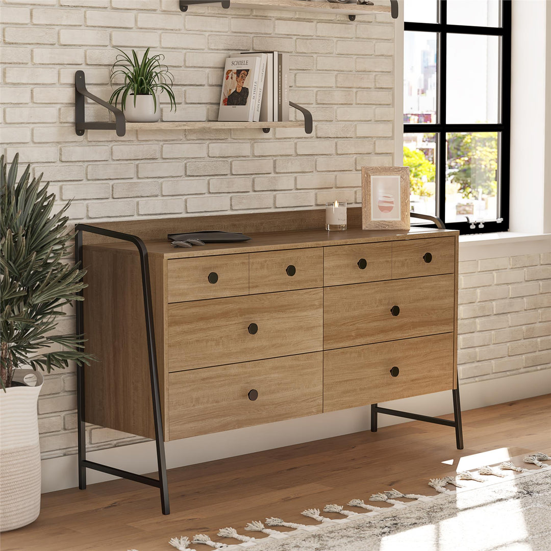 Contemporary Bushwick 6 Drawer Dresser -  Natural