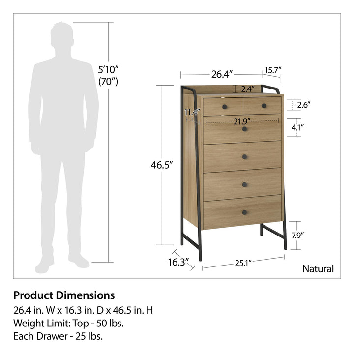 Contemporary Tall Dresser -  Natural