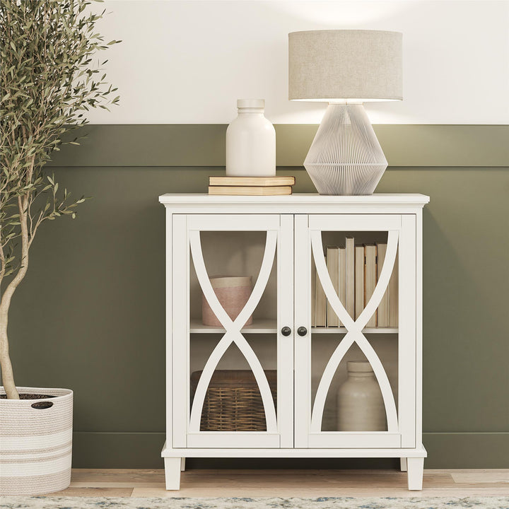 Celeste Glass Door Accent Cabinet -  White