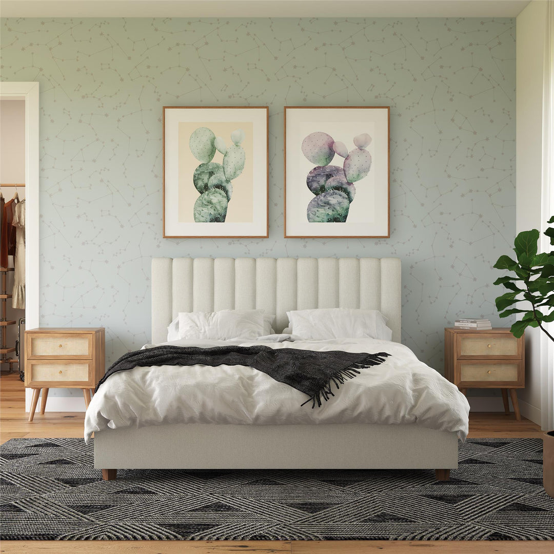 Brittany Upholstered Bed with Channel Tufted Headboard - Gray - Queen