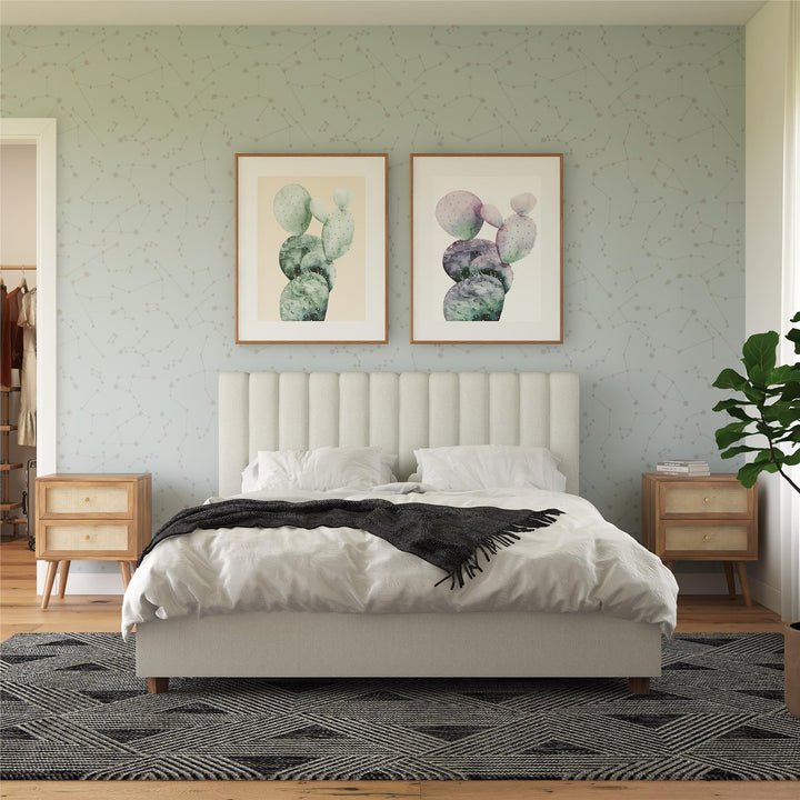 Brittany Upholstered Bed with Channel Tufted Headboard - Gray - Queen