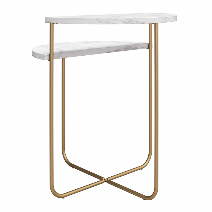 Athena Designer End Table -  White marble