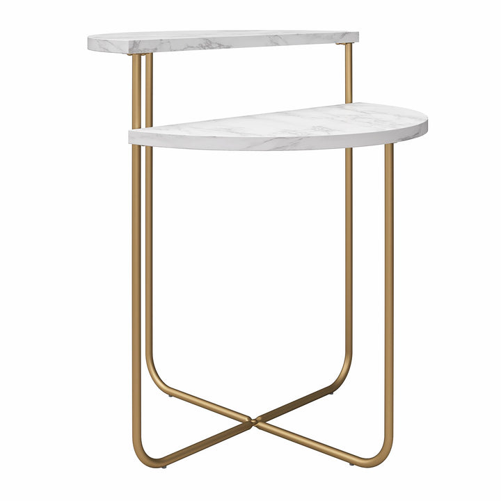 Athena Modern End Table -  White marble