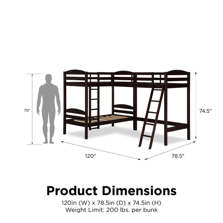Clearwater Triple Wood Bunk/Loft Bed with Under Bed Storage - Espresso - Twin