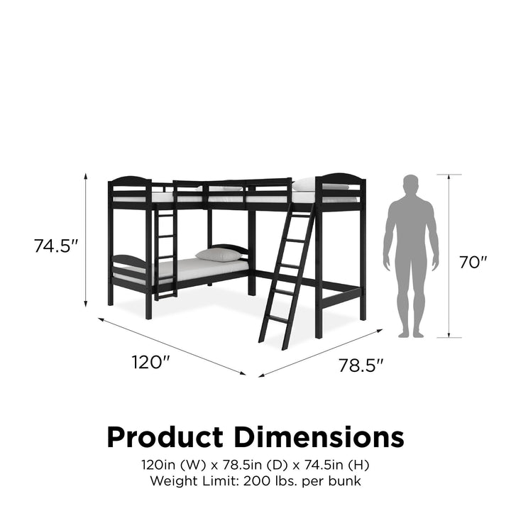 Stylish and Functional Triple Loft Bed -  Black