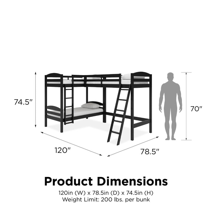 Clearwater Triple Wood Bunk/Loft Bed with Under Bed Storage - Black