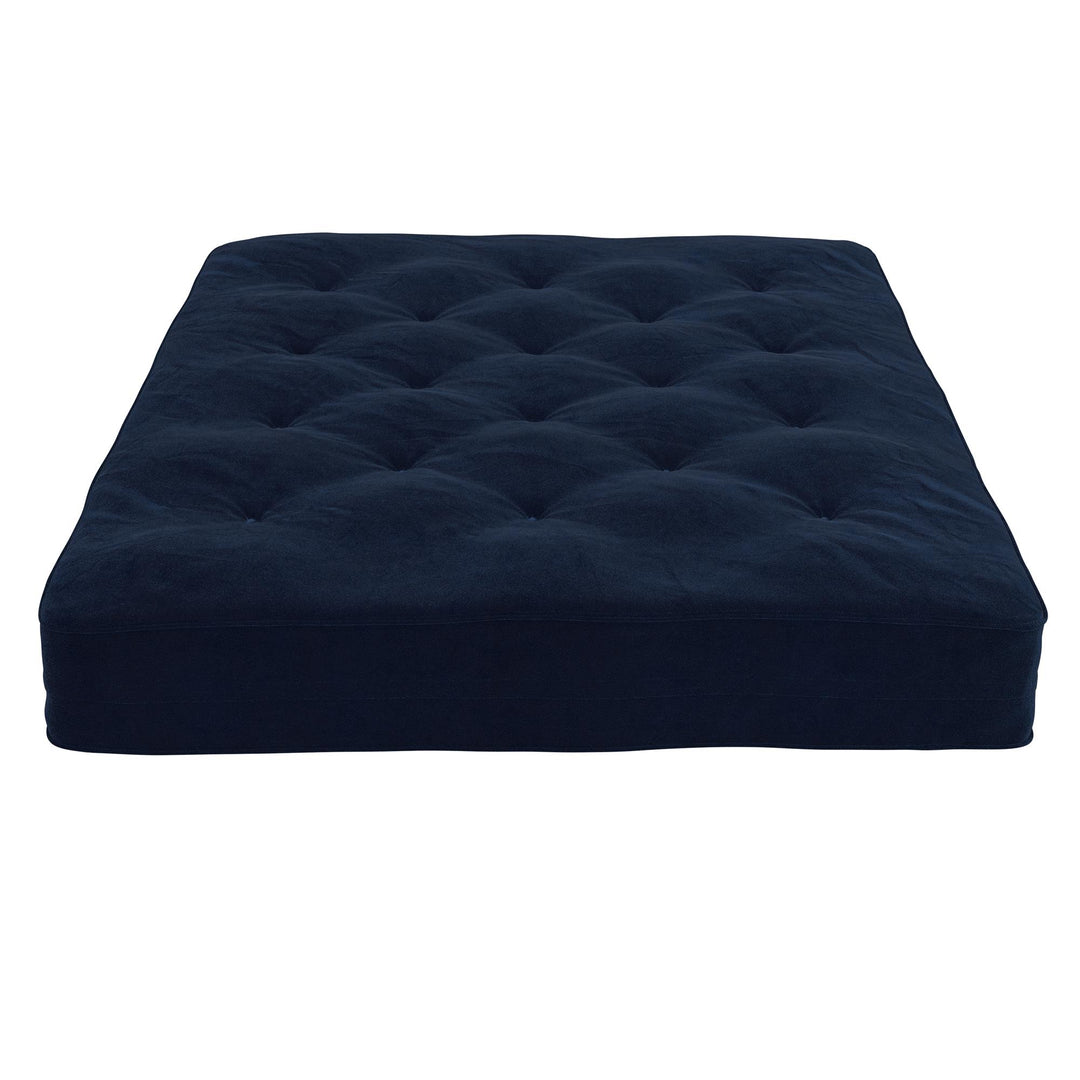 8 Inch Independently Encased Coil Futon Mattress with Linen Upholstery - Navy
