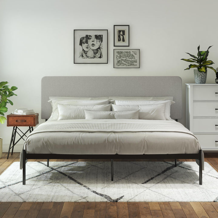 adjustable upholstered bed frame - Gray - King Size