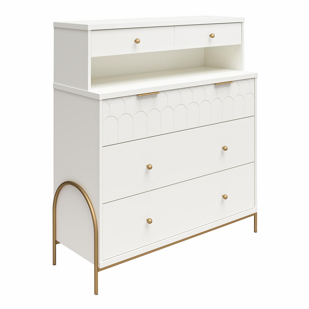 Wooden Dresser with Hutch -  White