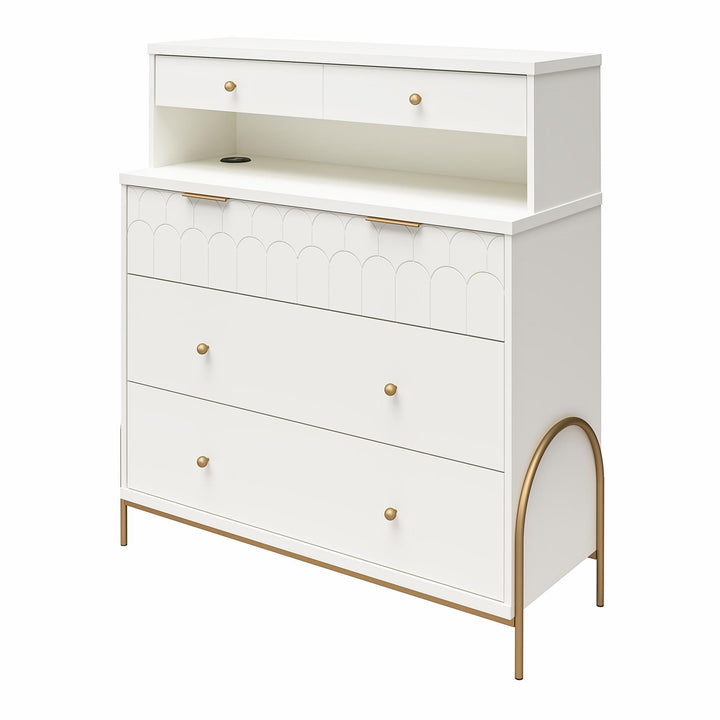 Anastasia 4 Drawer Dresser w/ Hutch -  White