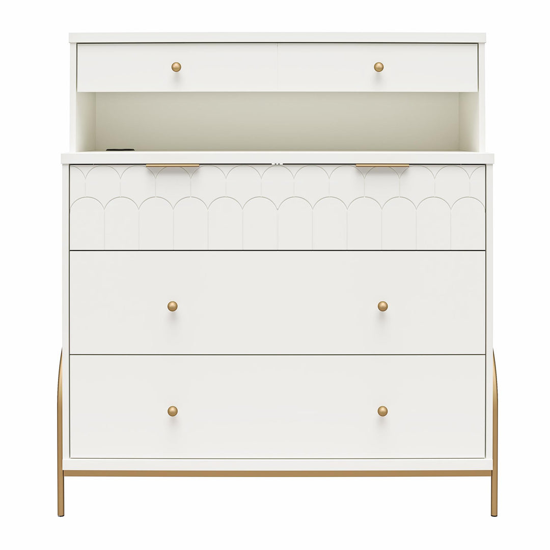Bedroom Dresser with Hutch -  White