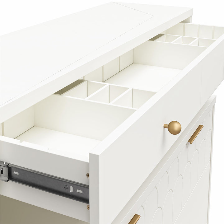 4 Drawer Dresser with Hutch for Bedroom -  White