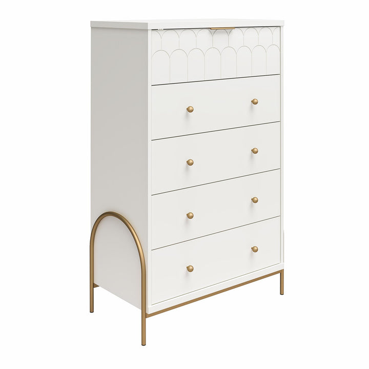 Spacious 5 Drawer Dresser -  White