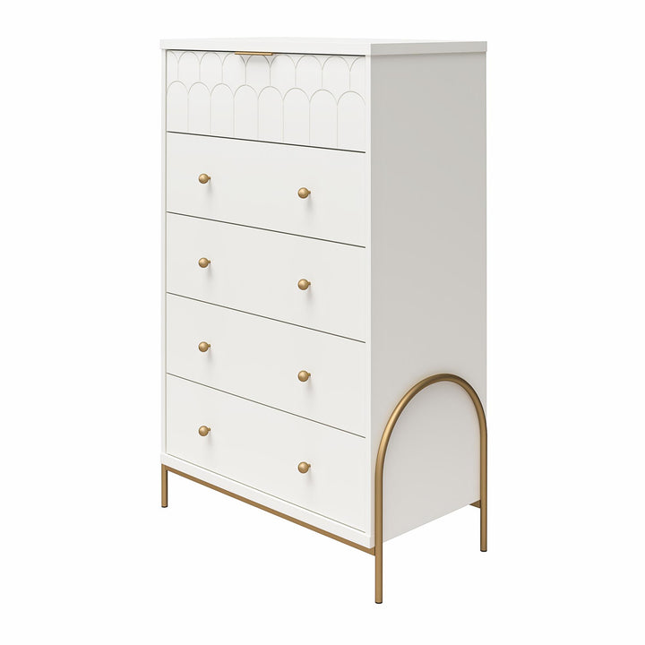 Traditional 5 Drawer Dresser -  White