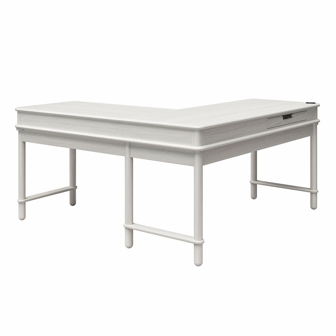 Selena Lift-Top L Desk - Rustic White