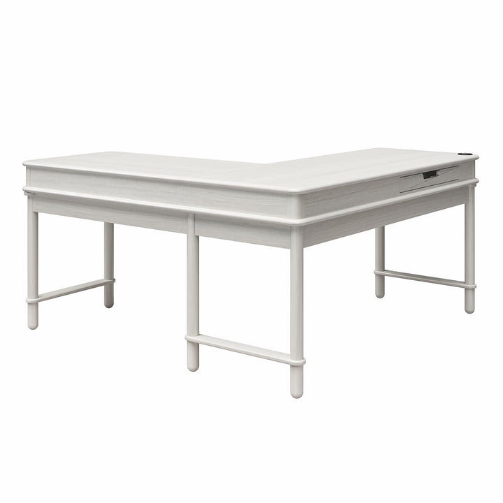Selena Lift-Top L Desk - Rustic White