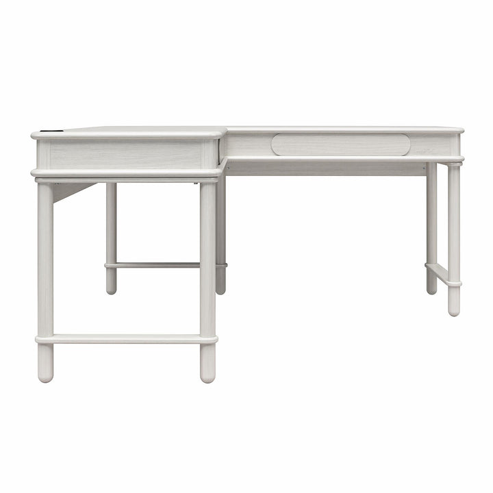 Selena Lift-Top L Desk - Rustic White